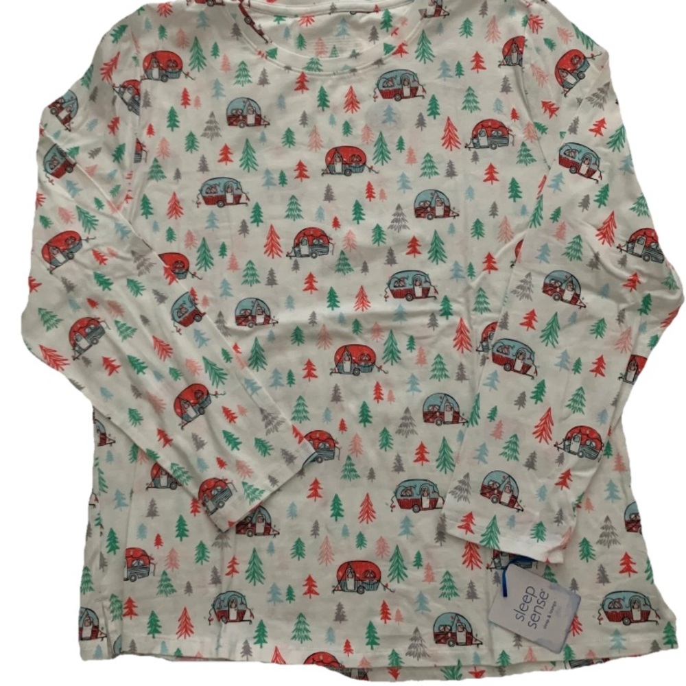 NEW Size Medium Womans Sleep Sense Holiday Knit Long Sleeve Crew Neck SleepTop